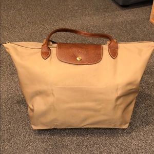 Tan Longchamp Large Le Pliage Tote